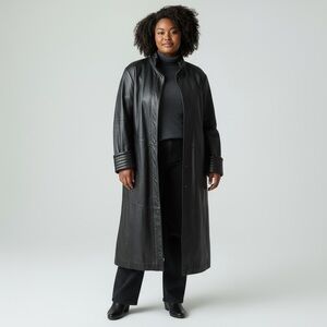 Charles Klein Women's Black Leather long Coat Sz L